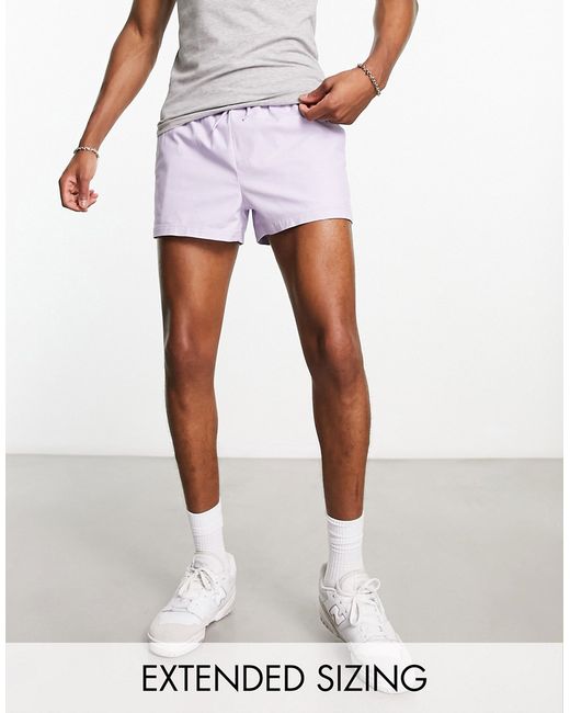 Asos Design slim chino shorts in extreme shorter length lilac-