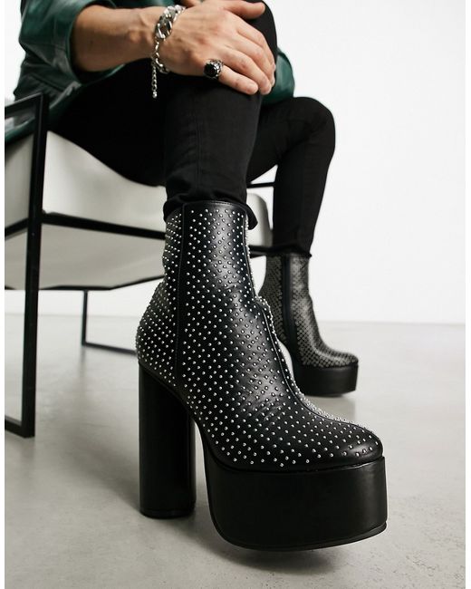Asos Design platform heeled chelsea boots with stud detail in faux leather