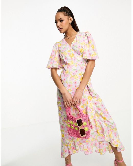 Vero Moda wrap front maxi tea dress in floral