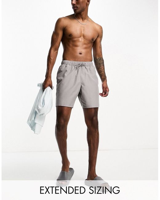 Asos Design swim shorts in mid length charcoal-