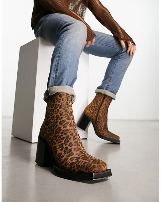 Asos Design heeled chelsea boots in leopard print-