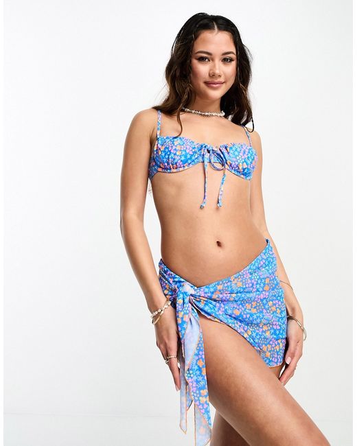 Kulani Kinis Mini mesh sarong in bombshell beach floral print-