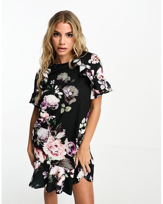 Lipsy short sleeve shift dress in floral-
