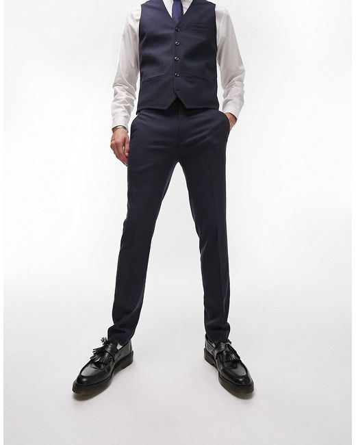 Topman skinny textured suit pants in
