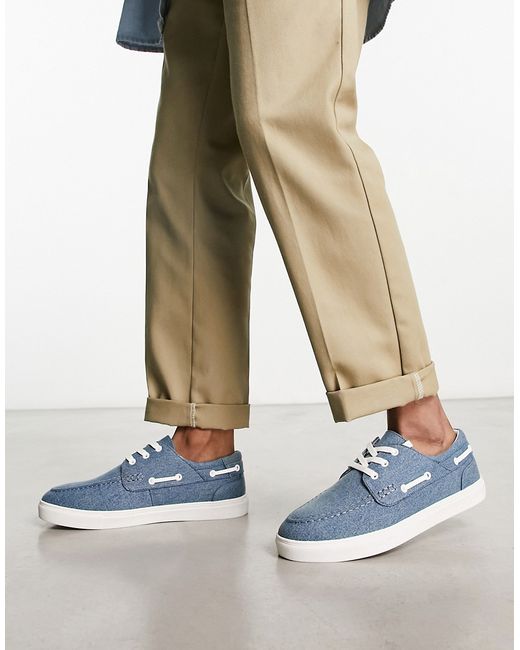 Asos Design boat shoes in denim with contrast sole
