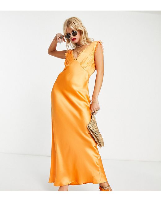Reclaimed Vintage Inspired Limited Edition satin maxi dress with lace detail-