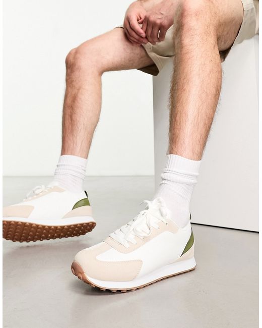Truffle Collection sporty running sneakers in beige/olive