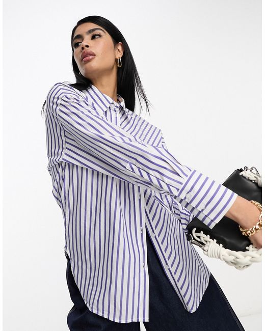 Mango striped shirt in white and blue-
