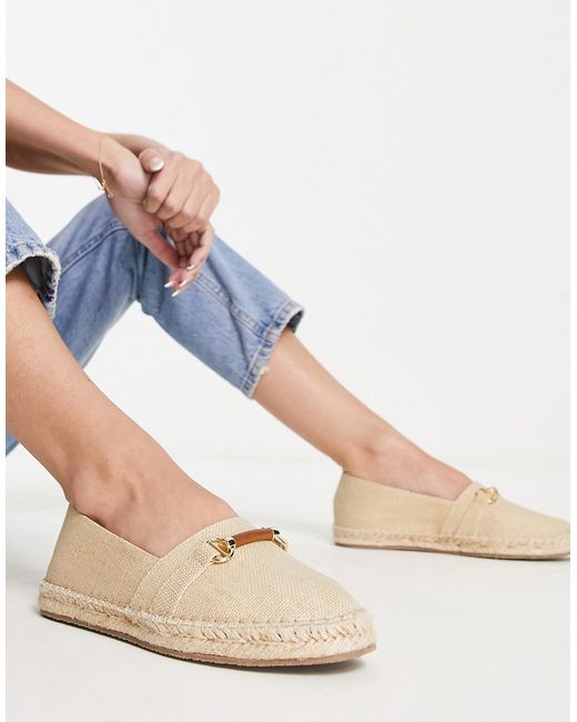 Dune London espadrilles with trim detail in camel canvas-