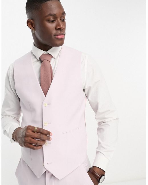 Asos Design Wedding super skinny suit vest in pale