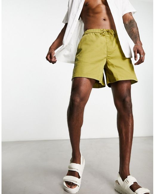 Asos Design wide chino shorts in shorter length khaki-