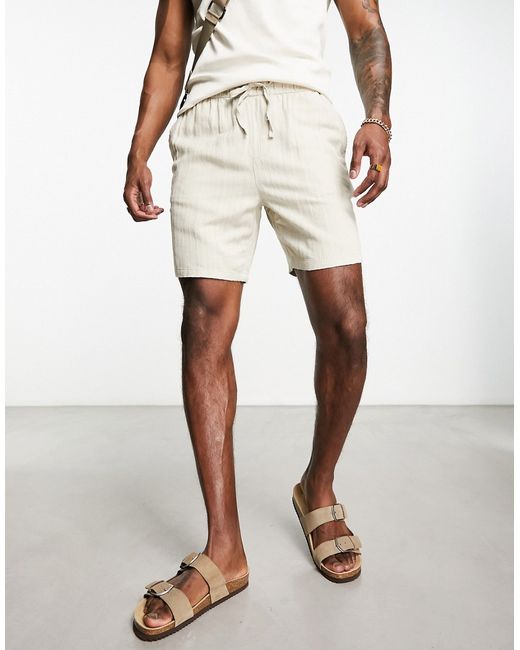 Asos Design slim texture shorts in mid length