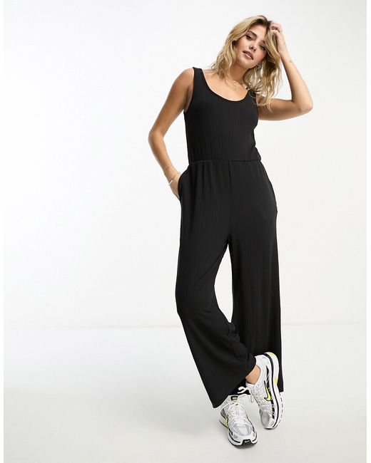 Monki ribbed jersey jumpsuit in