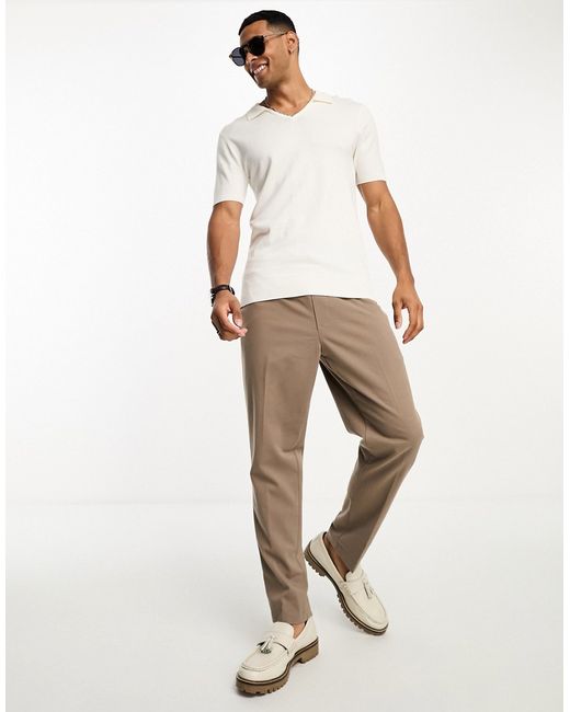 New Look pull on smart pants in camel-