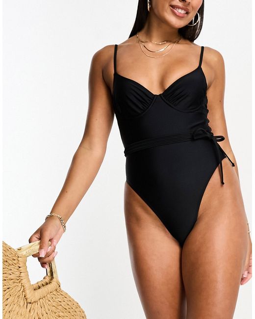 Na-Kd x Stephsa high leg swimsuit with belt in