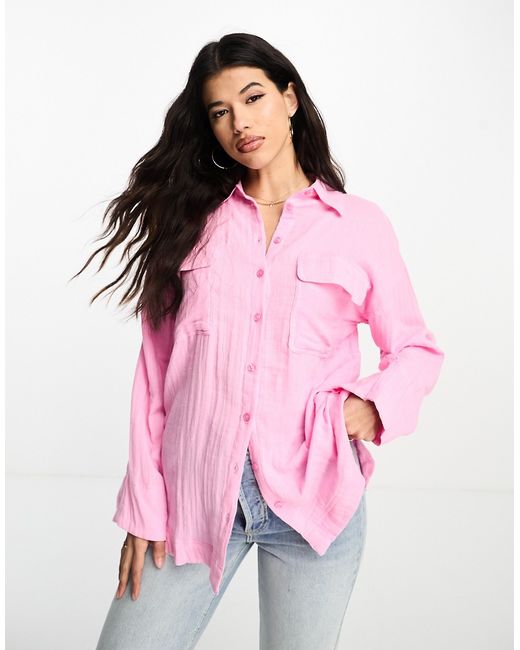Asos Design oversized cheesecloth shirt in