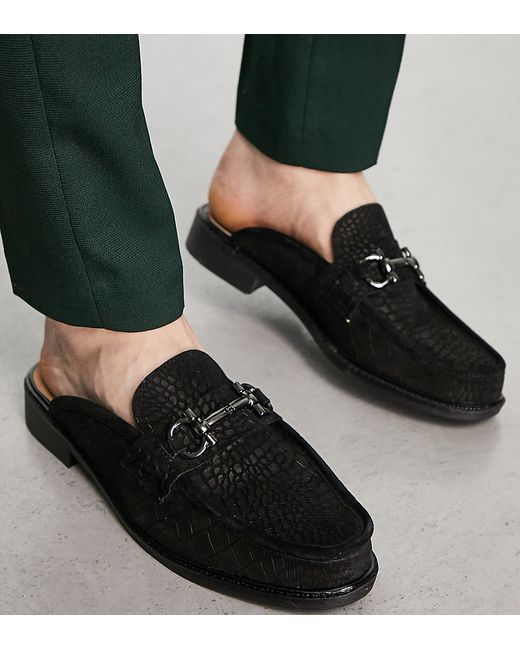 H By Hudson Exclusive backless loafers in croc suede