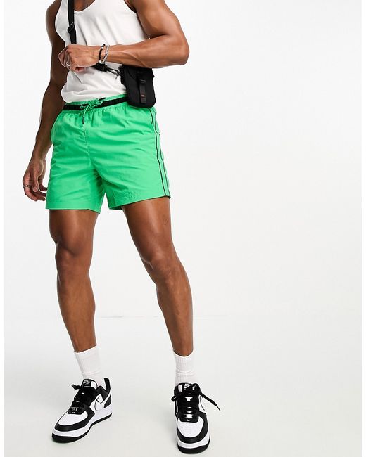 River Island piped swim shorts in light