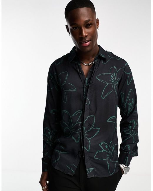 Bolongaro Trevor long sleeve floral shirt in and green