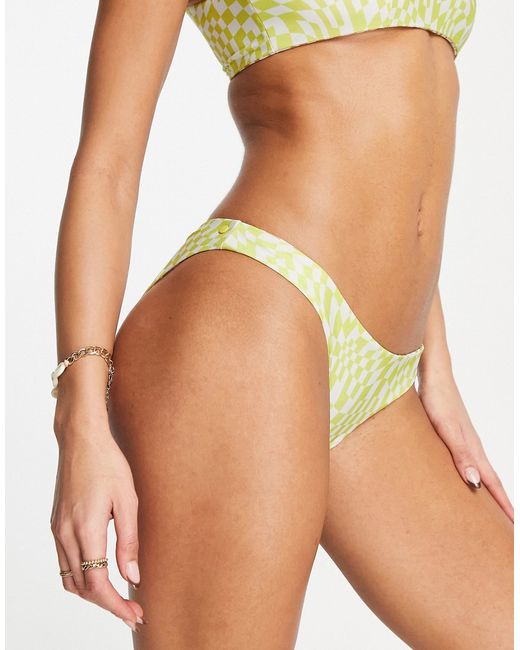 Volcom check her out reversible hipster bikini bottom in checkerboard-