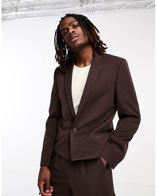 Asos Design suit jacket in brown-