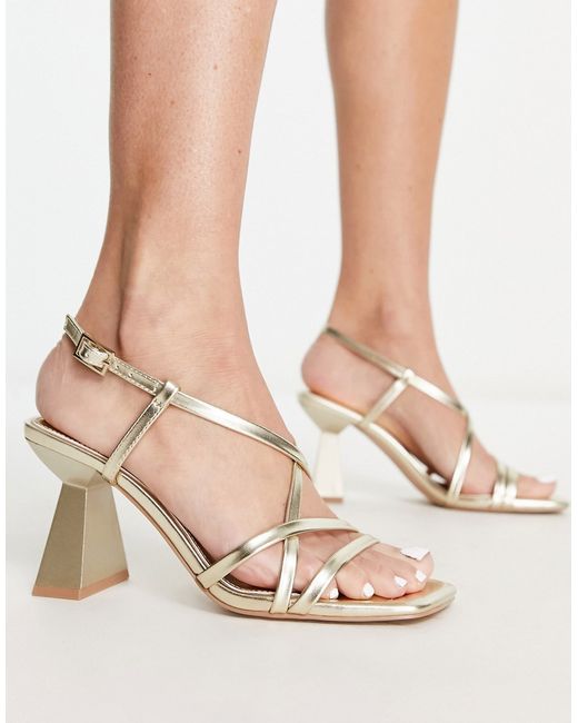Schuh Exclusive strappy heeled sandals in metallic