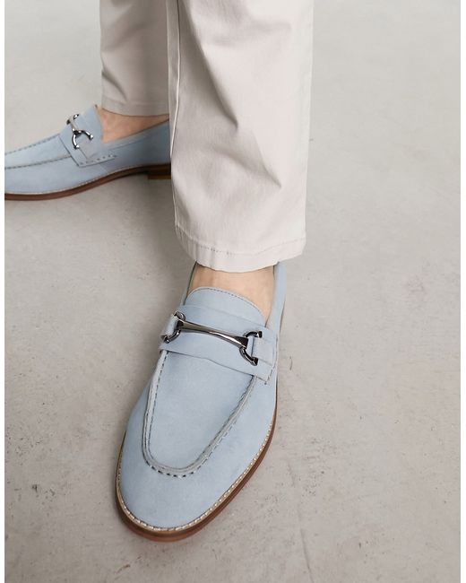 Asos Design loafers in pale suede with snaffle detail and natural sole