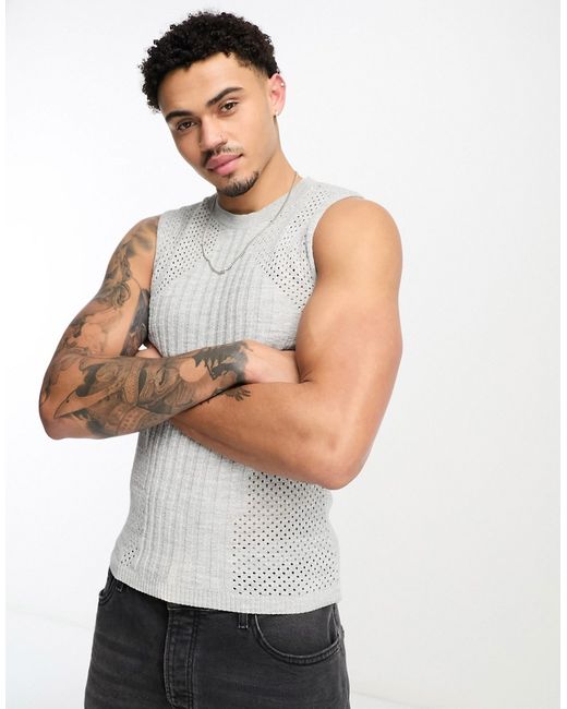 Asos Design knit muscle fit mesh tank top in