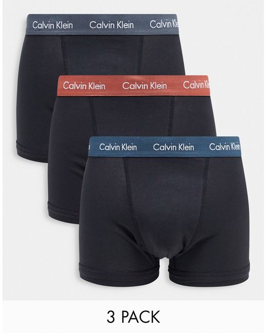 Calvin Klein 3-pack trunks in with contrast waistbands