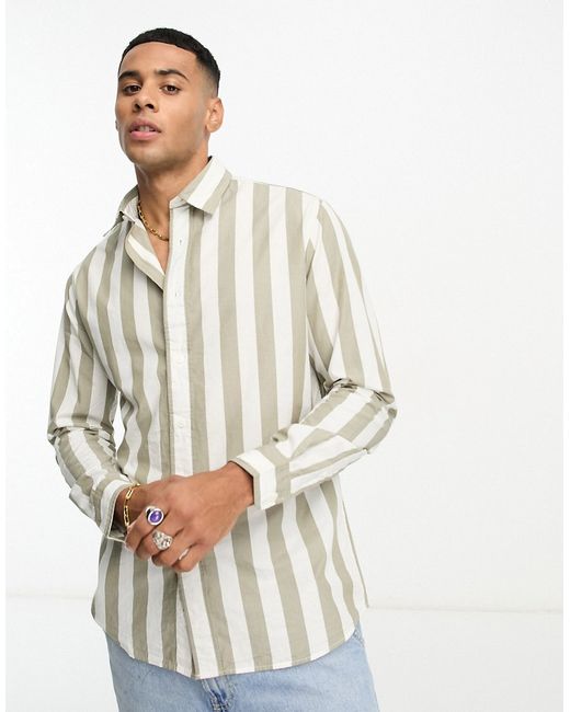 Selected Homme shirt in khaki stripe