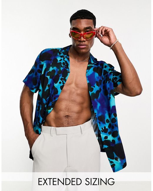 Asos Design relaxed revere shirt in leopard print