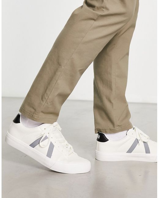 Jack & Jones faux leather sneakers in with gray contrast panel