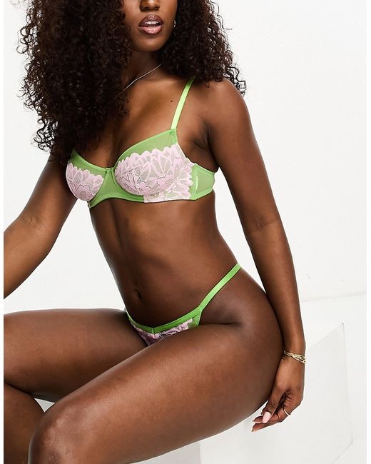 We Are We Wear mesh and lace underwired bra in pink