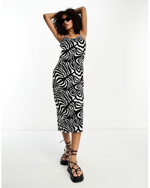 Vila cami maxi dress in zebra print-