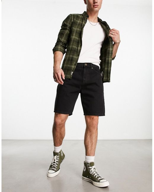 New Look straight fit denim shorts with raw hem in