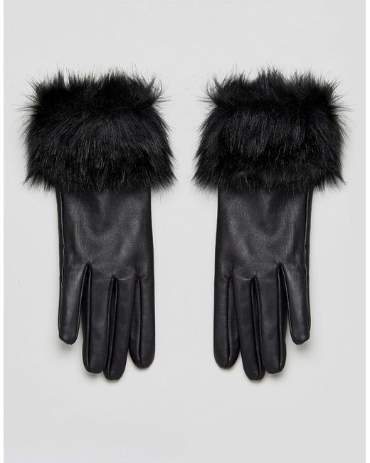 Urbancode Faux Fur Trim Real Leather Gloves
