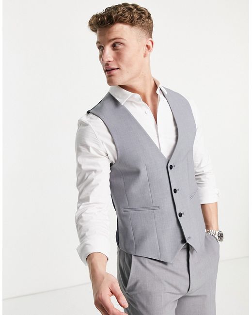 Asos Design super skinny suit vest in mid