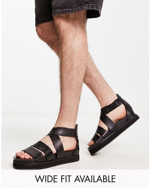 Asos Design gladiator sandals in leather with chunky sole