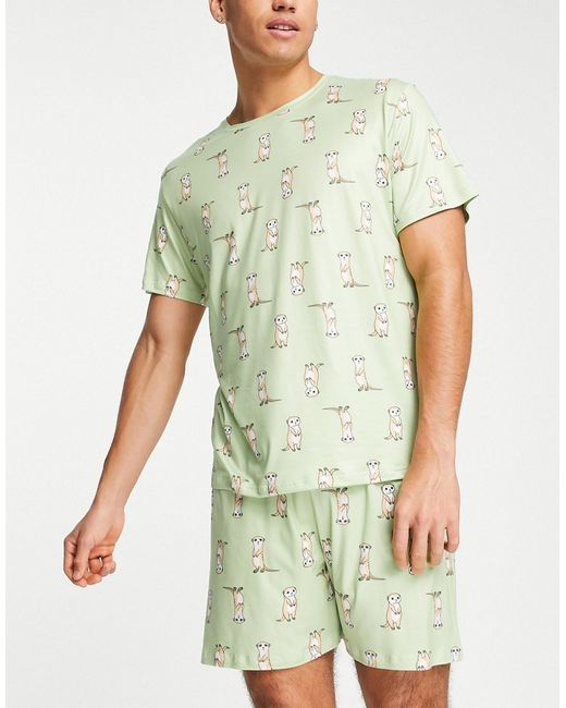 Loungeable meerkat short pajama set in