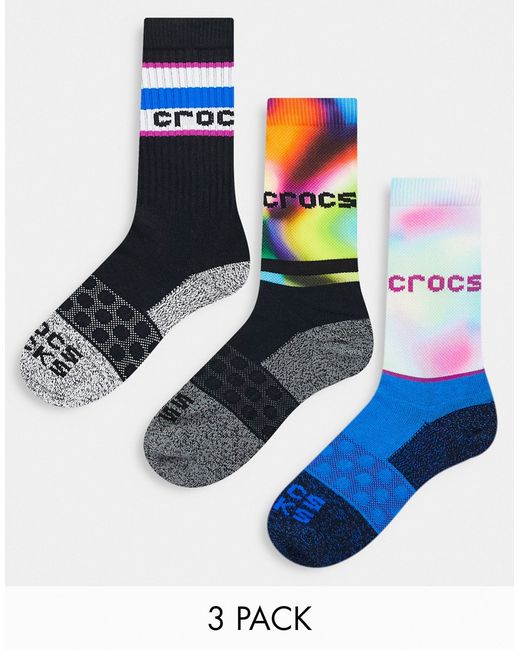 Crocs 3-pack stripe socks in graphic prints-