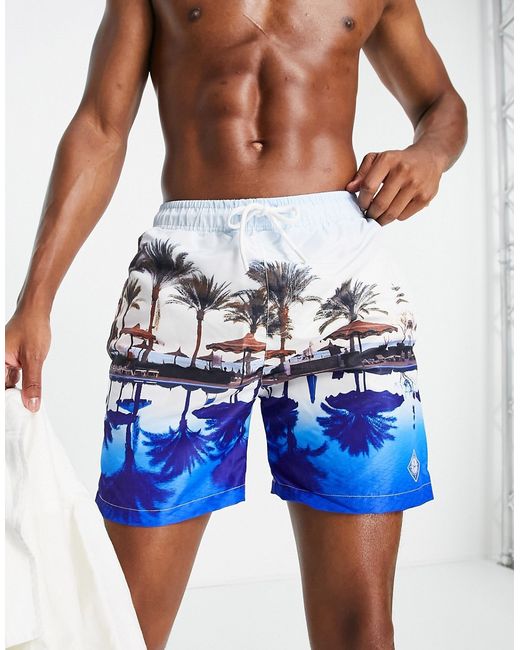 Aeropostale swim shorts in palm tree scene print-