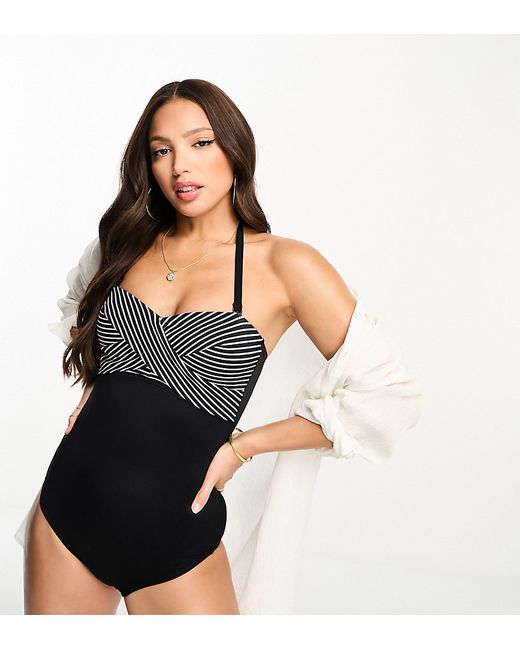 Figleaves Tall strapless swimsuit in stripe