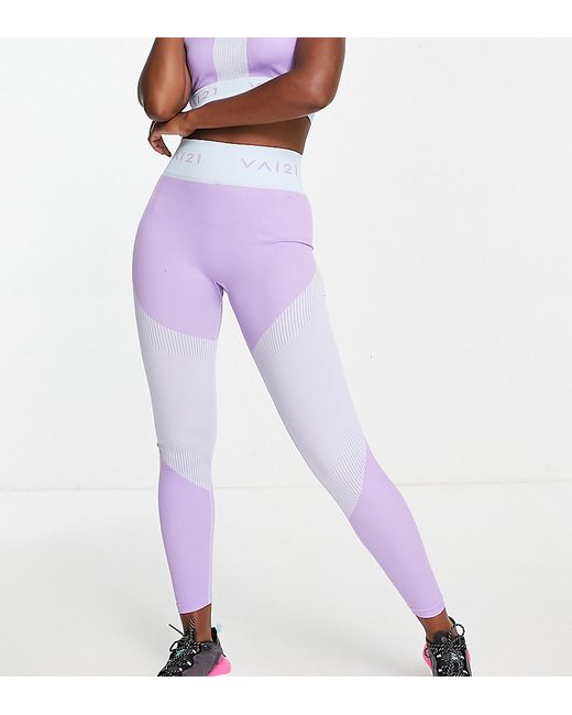 Vai21 seamless two tone leggings in pastel blue and lilac part of a set-