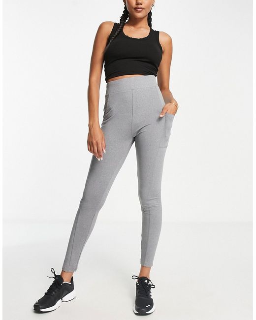 Threadbare Fitness gym leggings with pocket detail in heather