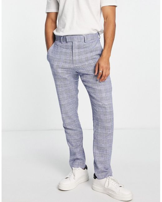 French Connection linen checked suit pants in