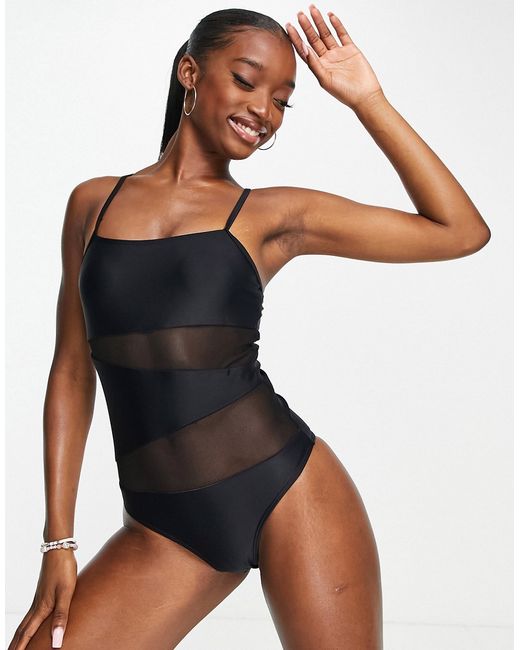 Love & Other Things mesh cut out swimsuit in