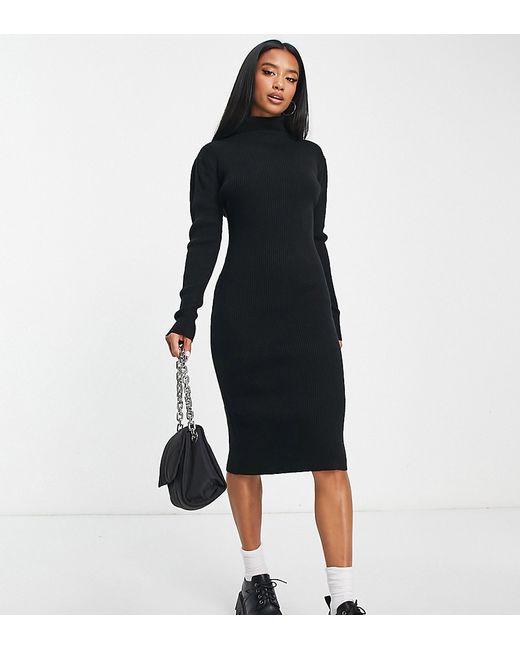 Brave Soul Petite juliet high neck knitted sweater dress in