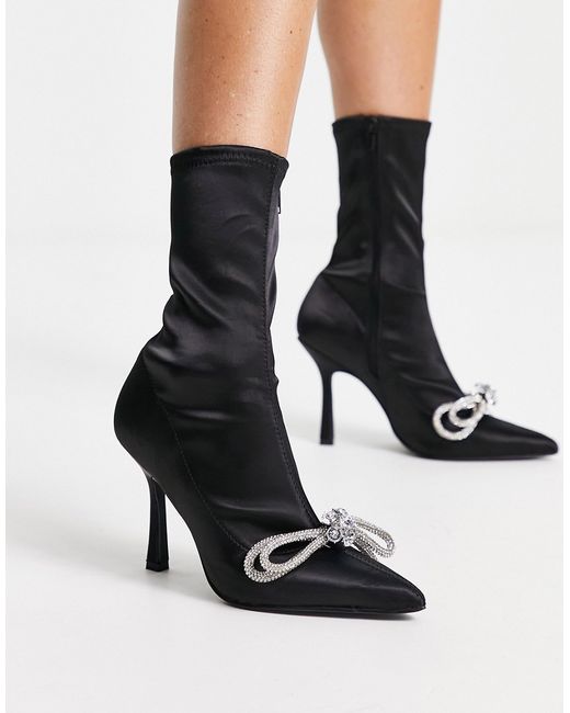 Asos Design Empress heeled bow embellished sock boots in