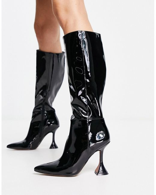 Asos Design Cortez heeled knee high boots in patent