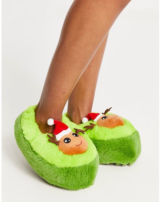 Loungeable Christmas avocado slippers in